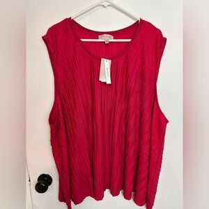 Philosophy Red Pleated sleeveless Holiday Blouse